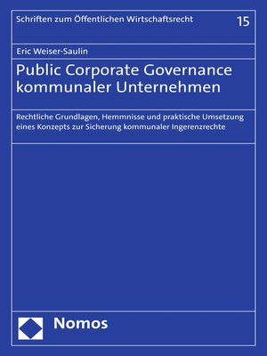 cover image of Public Corporate Governance kommunaler Unternehmen